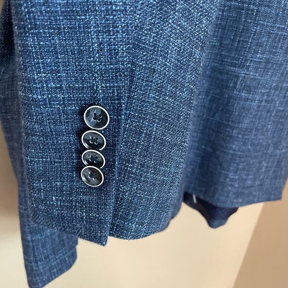 Joseph Abboud Mens 50 Regular Indigo Blue Tollegno 1900 Sport Coat Wool Blazer - Picture 8 of 15